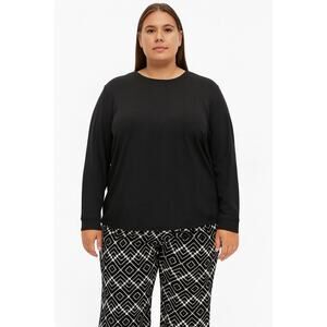 Denim & Co. Tall Printed Jersey Geometric Pattern Slim Leg Pant Black Size XLT